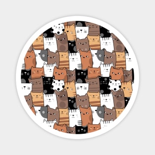 Cat Kittens Cute Pattern Design With Cats in Various Poses Fun Funny Design Magnet
